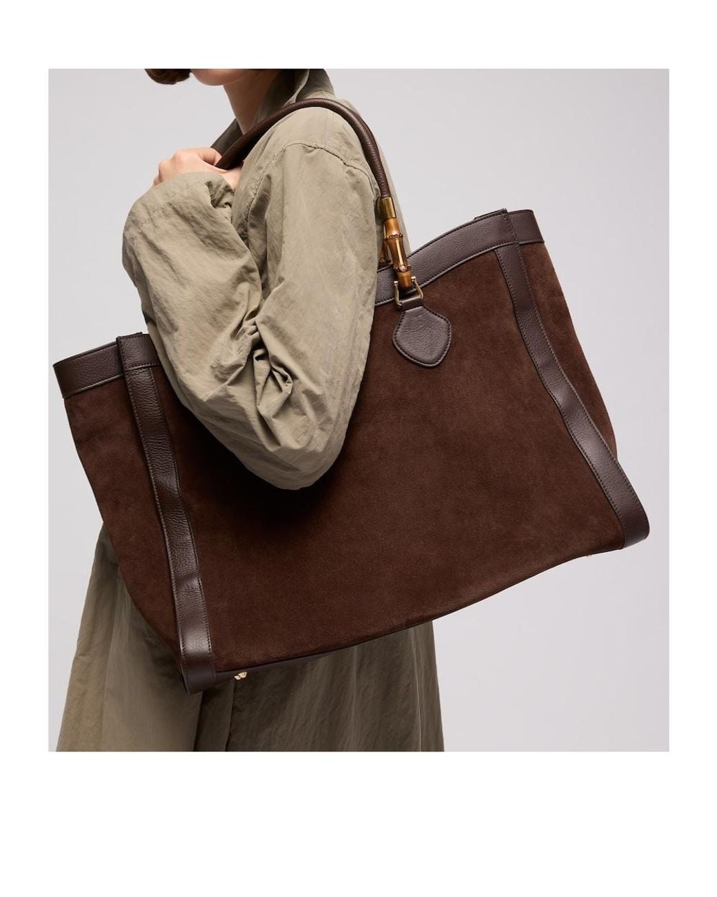 Gucci Brown Bamboo Tote Large Bag