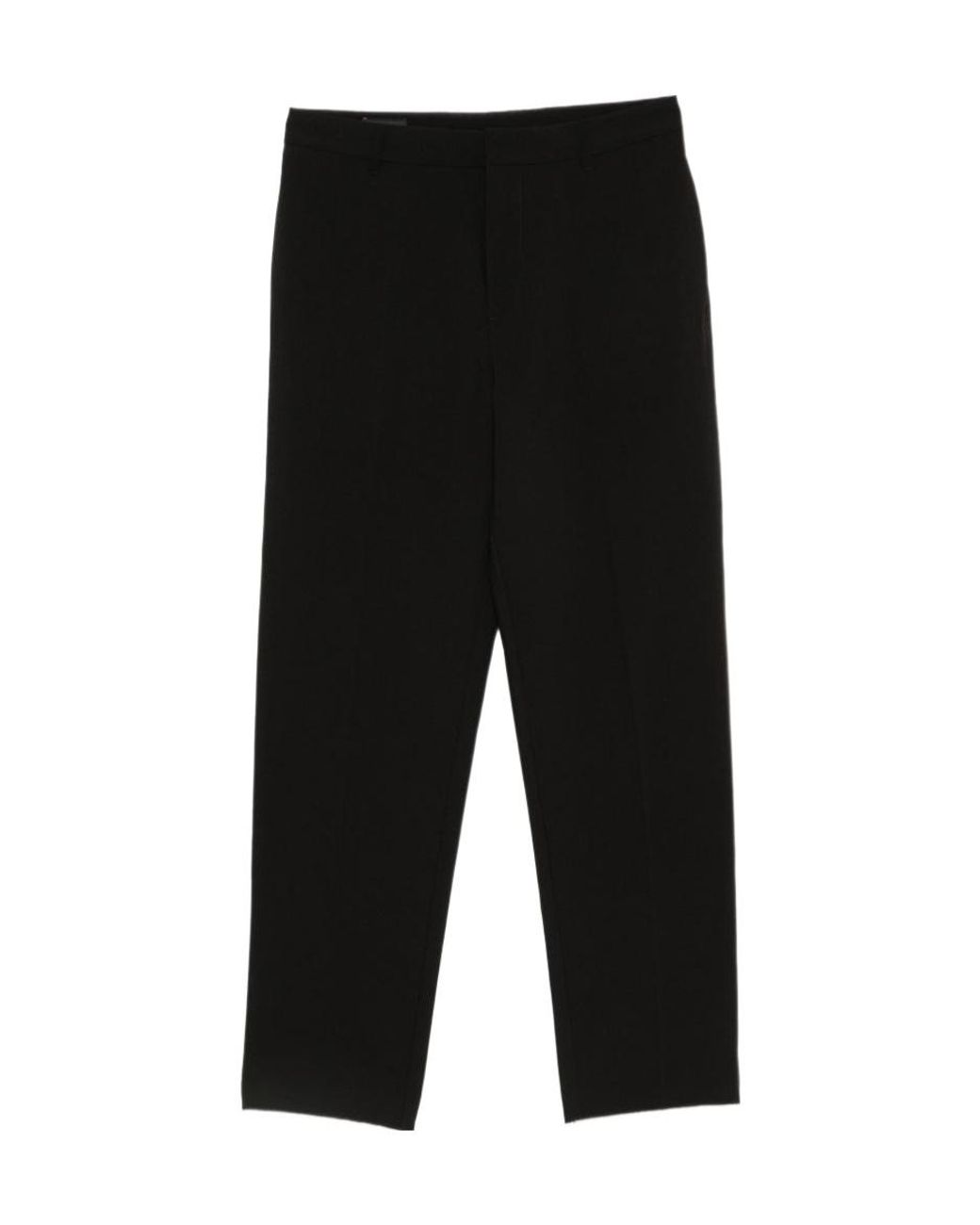 Emporio Armani Black Pressed-Crease Straight-Leg Trousers for men