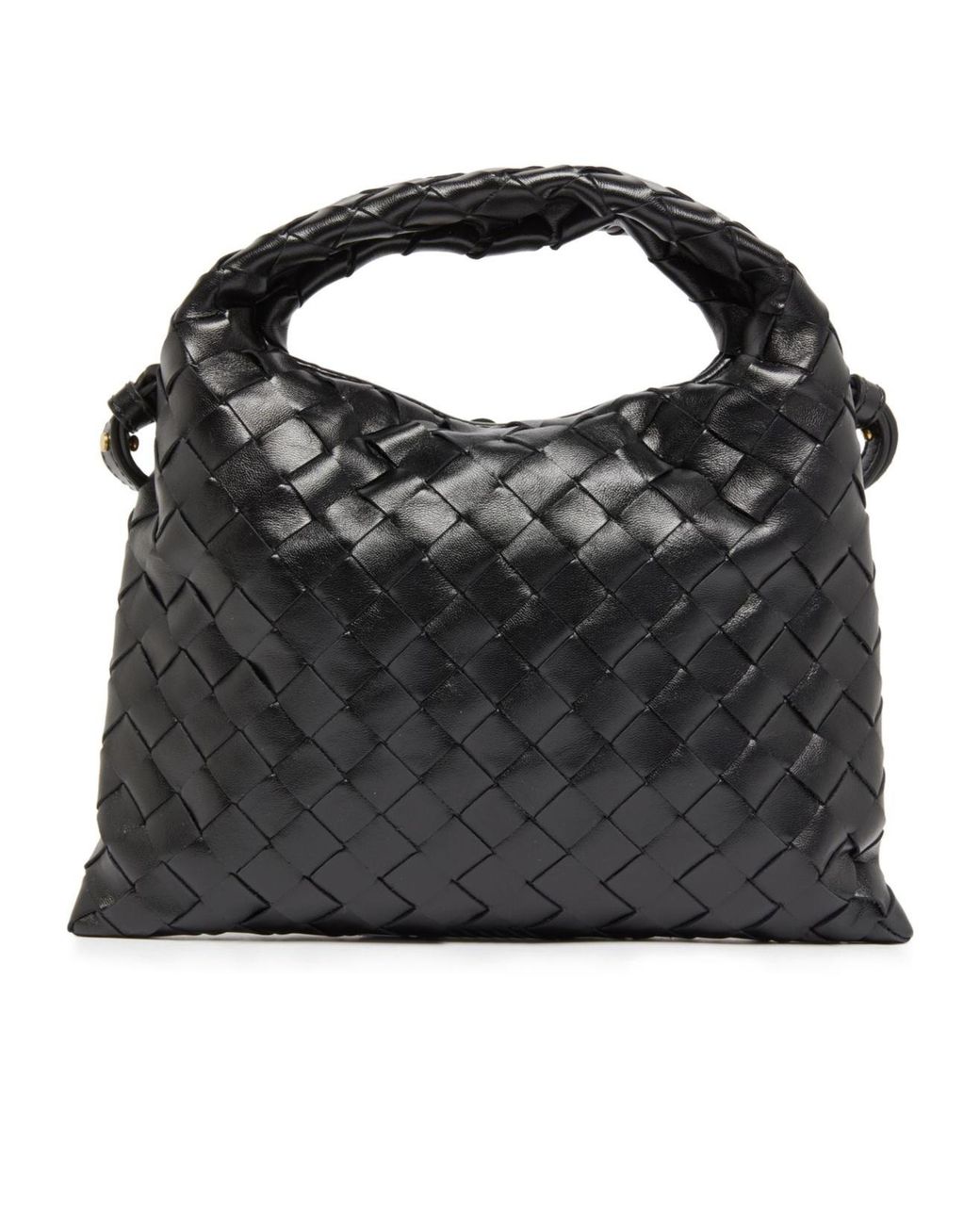 Bottega Veneta Black Woven Detail Shoulder Bag