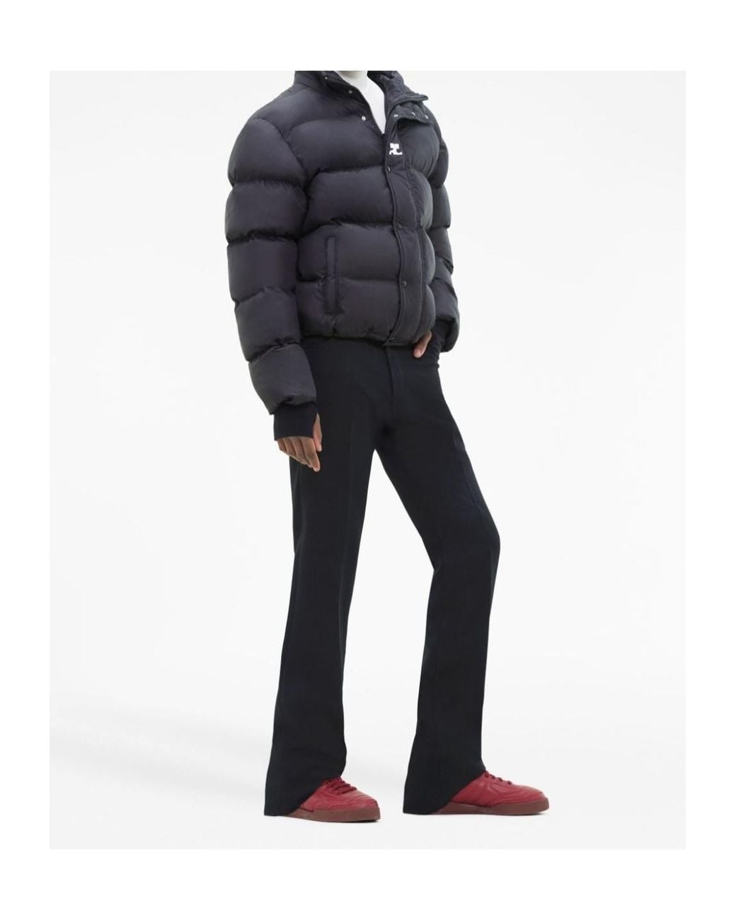 Courreges Gray Courrèges Logo Embroidered Puffer Jacket for men