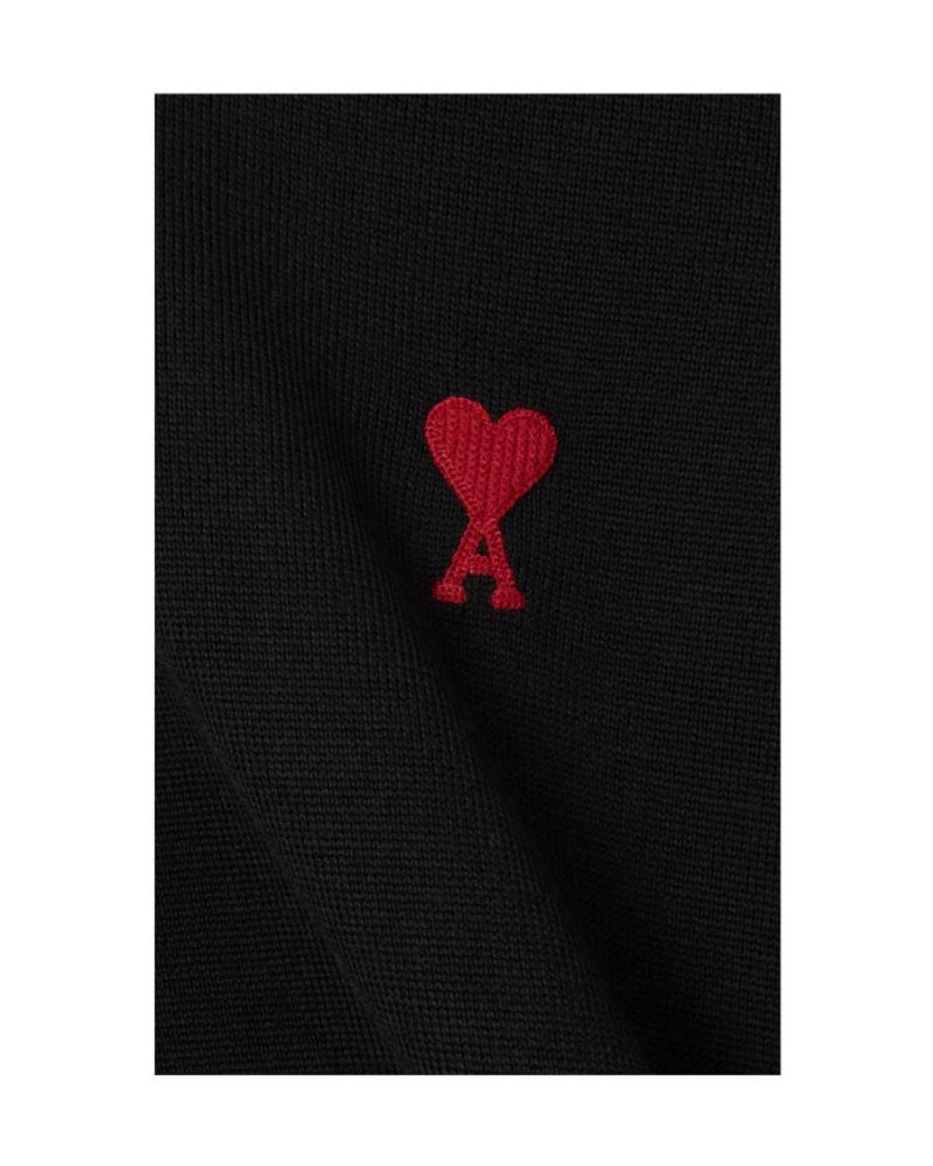 AMI Black Logo Embroidered Crewneck Jumper for men