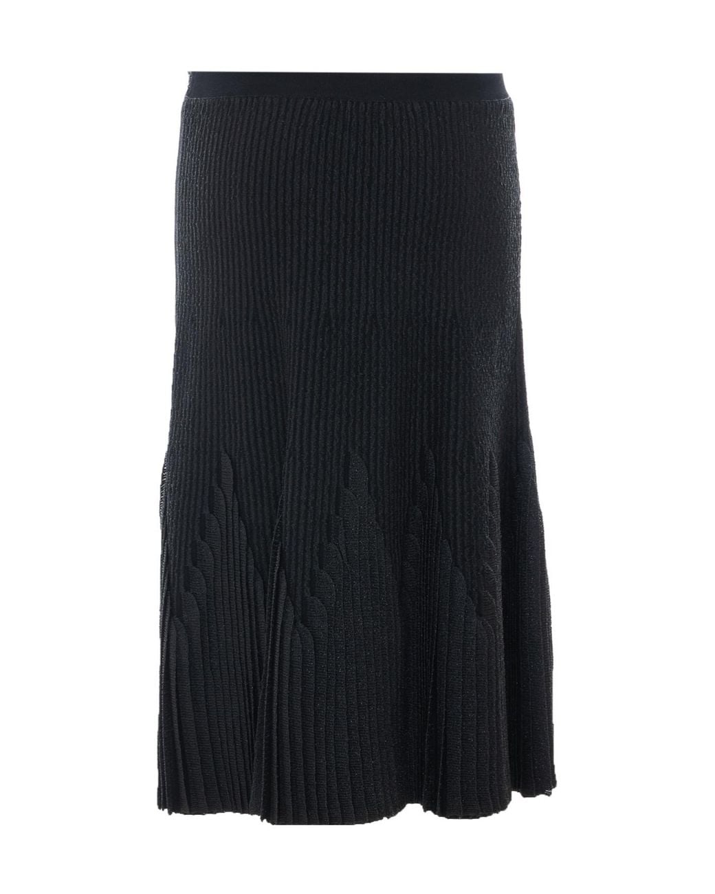 Elisabetta Franchi Black Pleated Midi Skirt