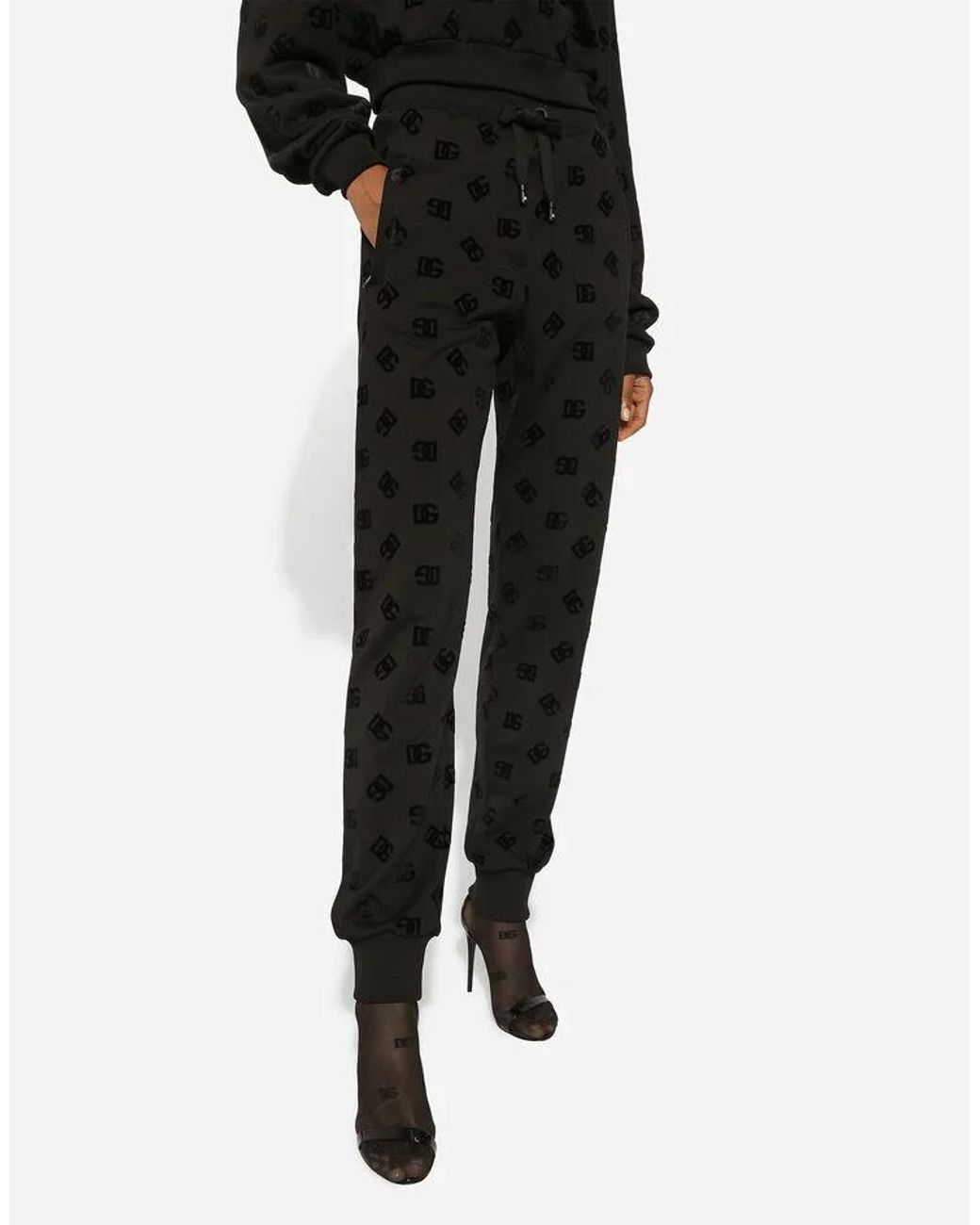 Dolce & Gabbana Black Monogram Jacquard Sweatpants