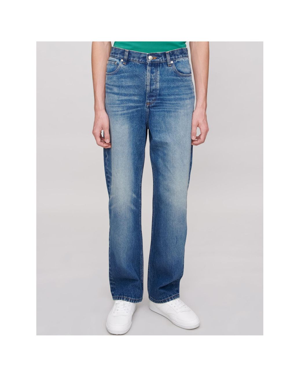 A.P.C. Blue Button Detailed Straight Leg Jeans for men