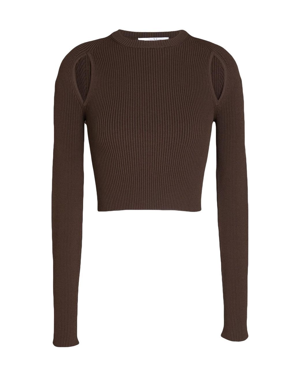 Max Mara Brown Solid Color Slim-Fit Knit Sweater