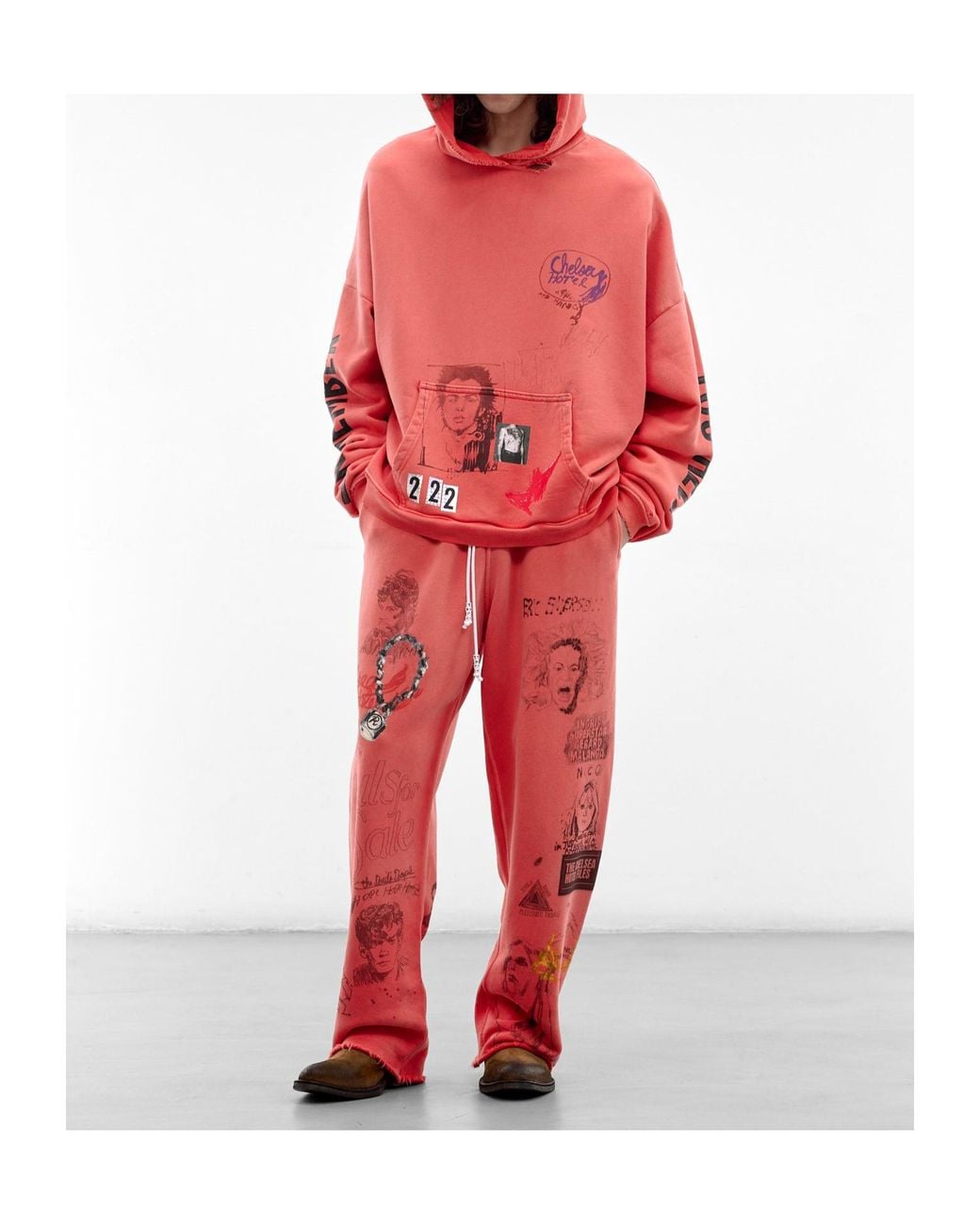 Paly Hollywood Red Patterned Printed Hoodie for men