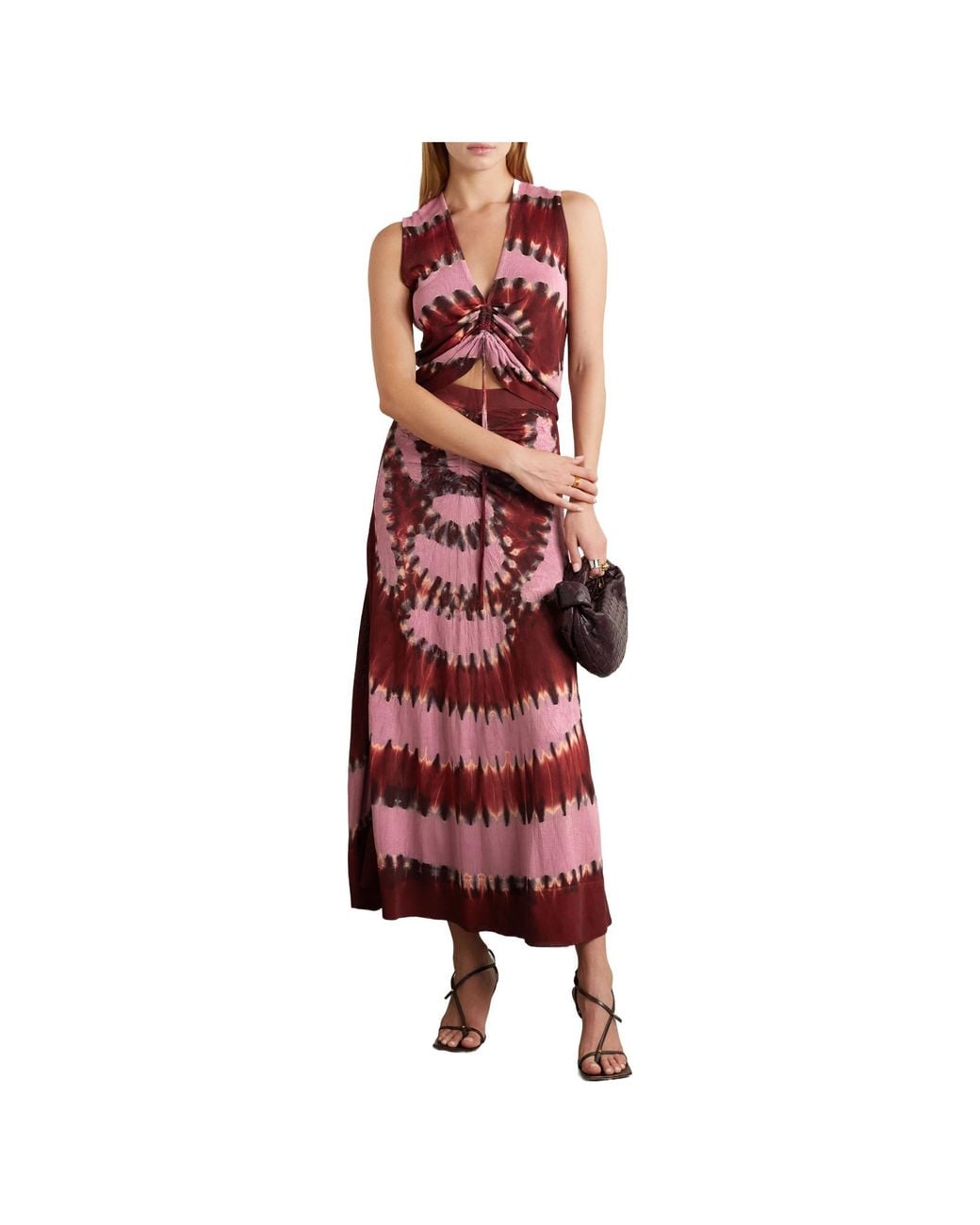 Altuzarra Red Jofur Ruched Tie-Dyed Knitted Top