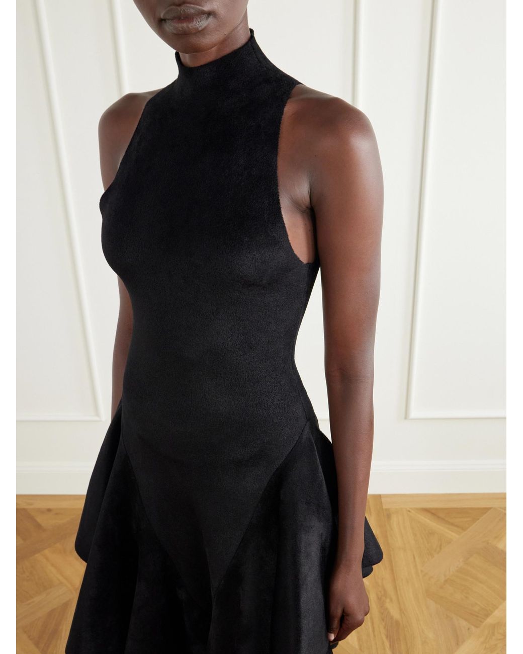 Alaïa Black Alaïa Ruffled High-Neck Dress