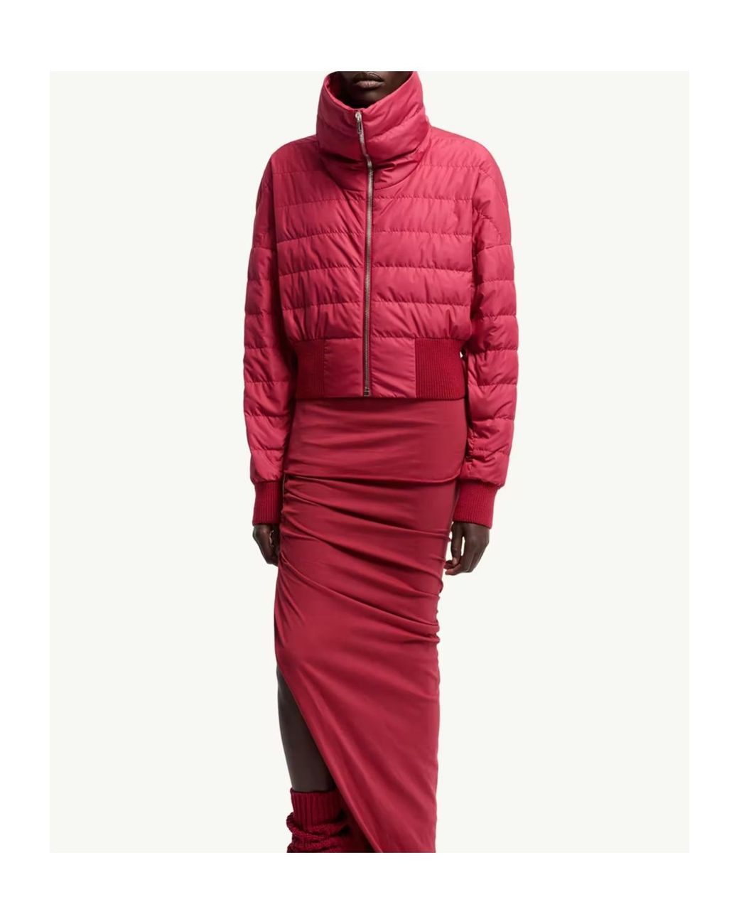 Moncler Red Moncler Rick Owens Cropped Down Jacket