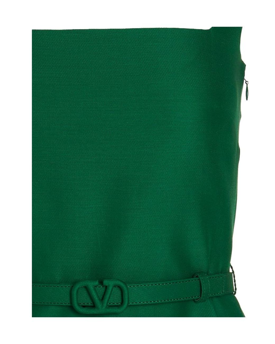 Valentino Green Vlogo Signature Belted Dress