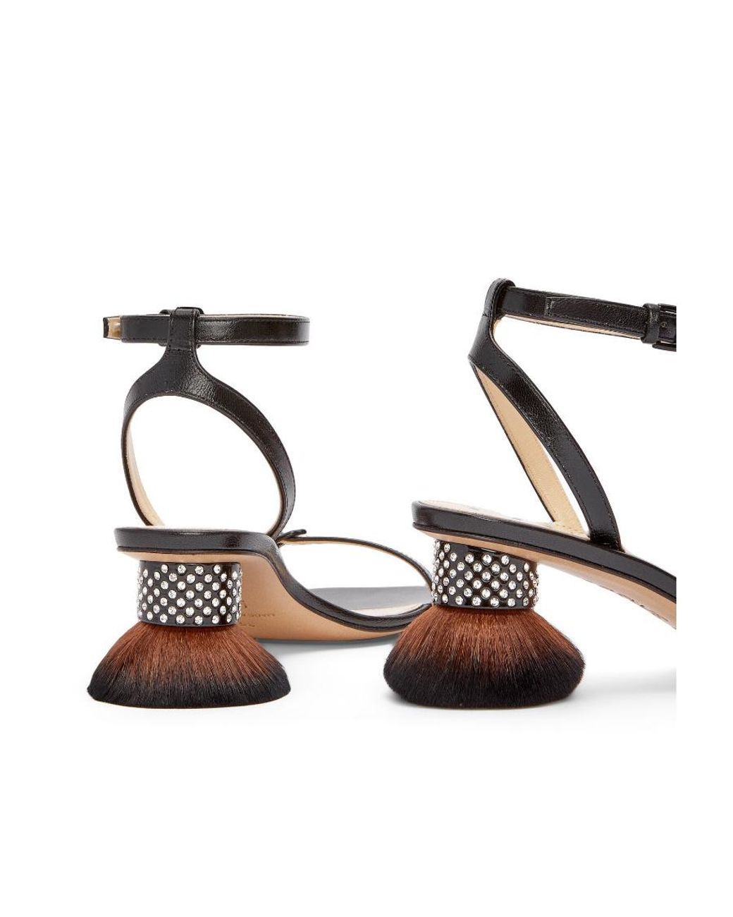 Loewe White Petal Brush Heeled Ankle Strap Sandals