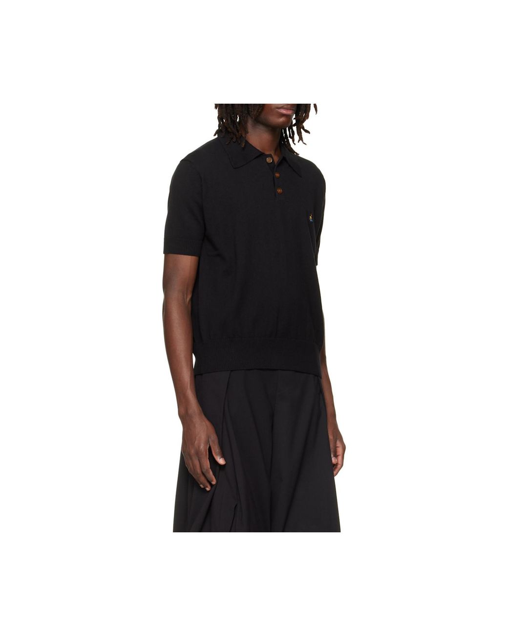 Vivienne Westwood Black Orb Embroidered Polo Shirt for men
