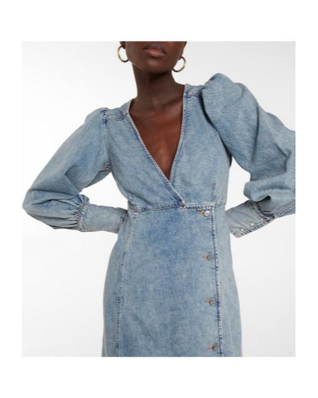 Ganni Blue Denim Midi Dress