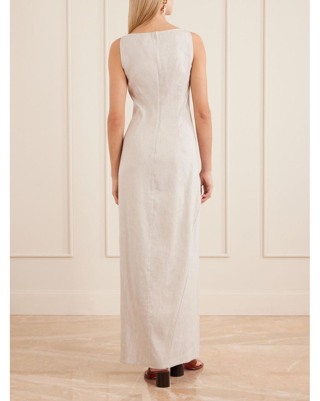 Staud White Linen-Blend Maxi Dress