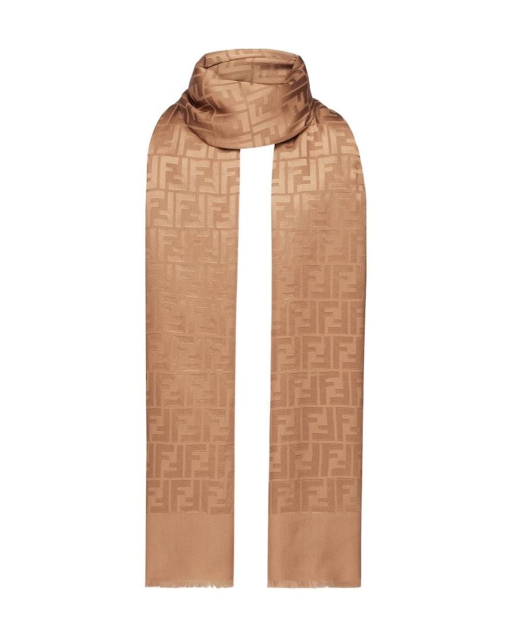 Fendi Natural Camel-Coloured Wool And Silk Stole
