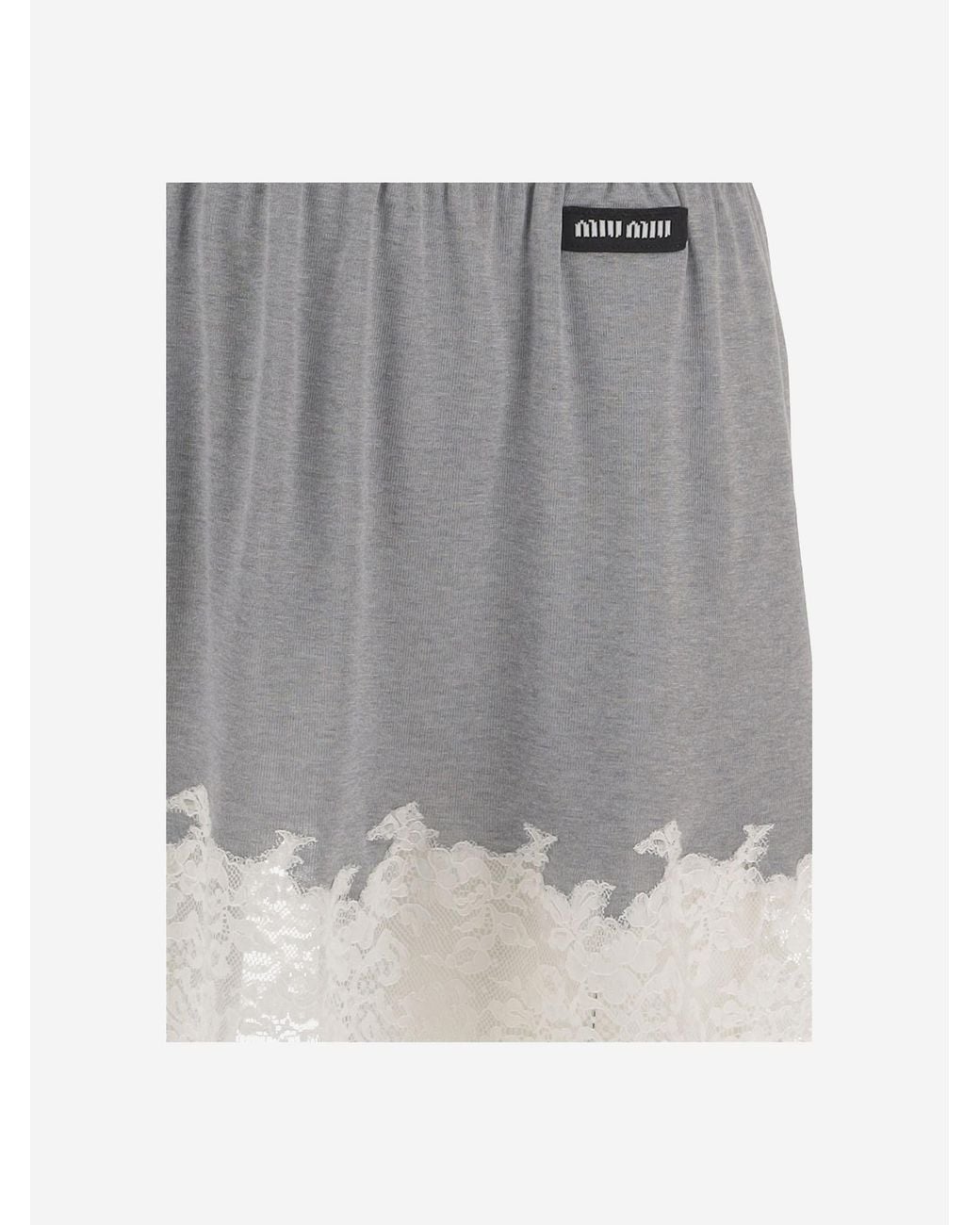 Miu Miu Gray Logo Patch Mini Skirt