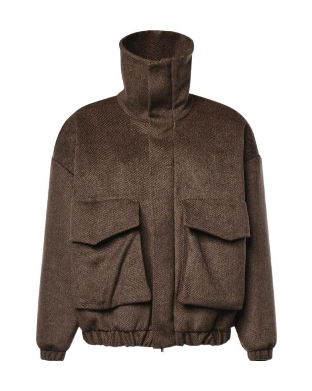 Frankie Shop Brown High-Neck Long-Sleeve Casual Jacket