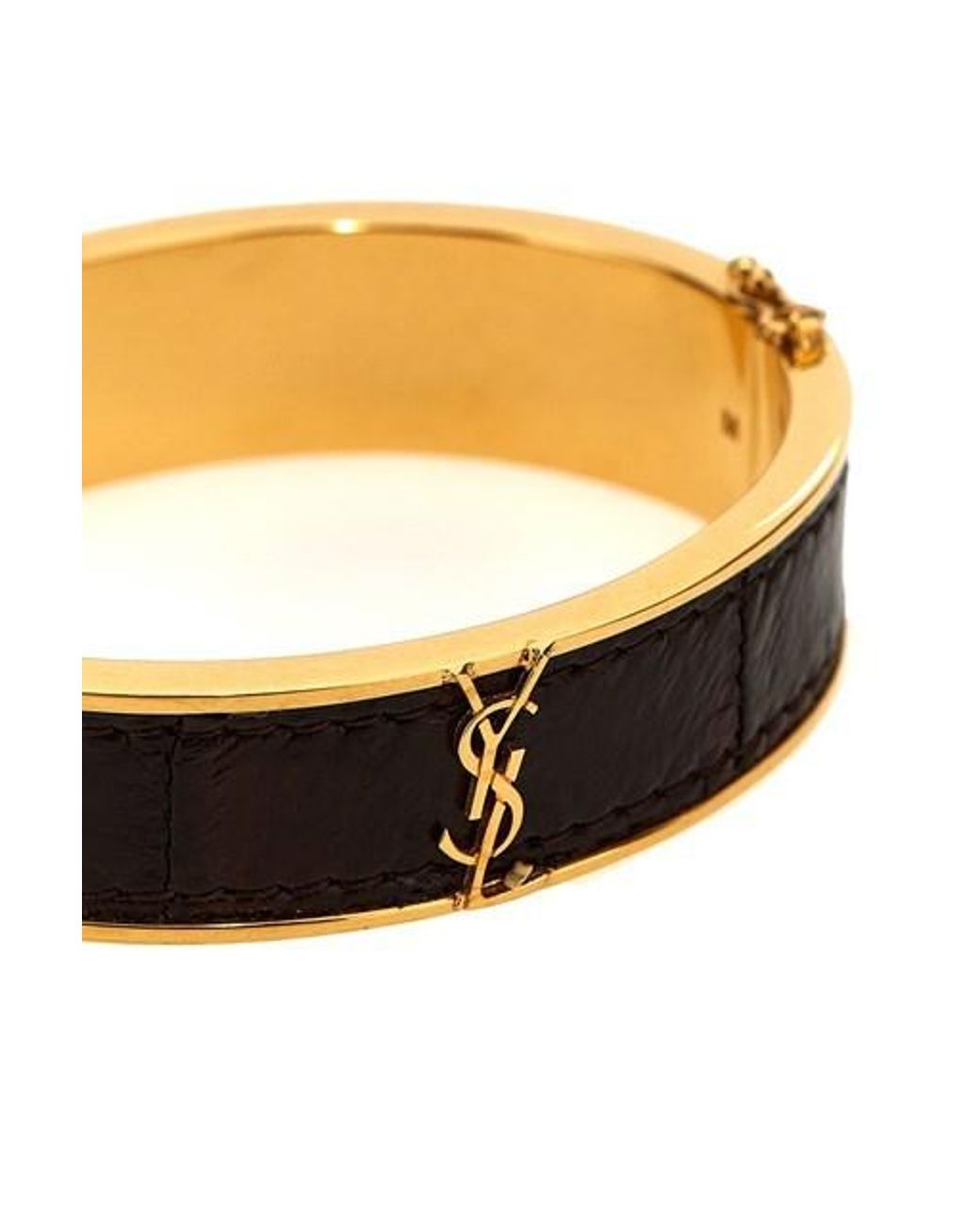 Saint Laurent Multicolor 'Ysl' Leather Inlay Bracelet