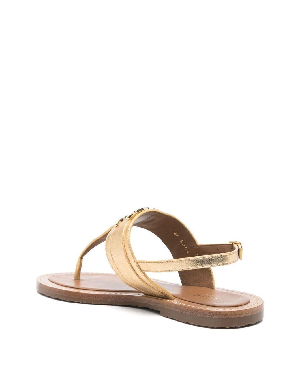 Céline Metallic Round Toe Flat Sandals