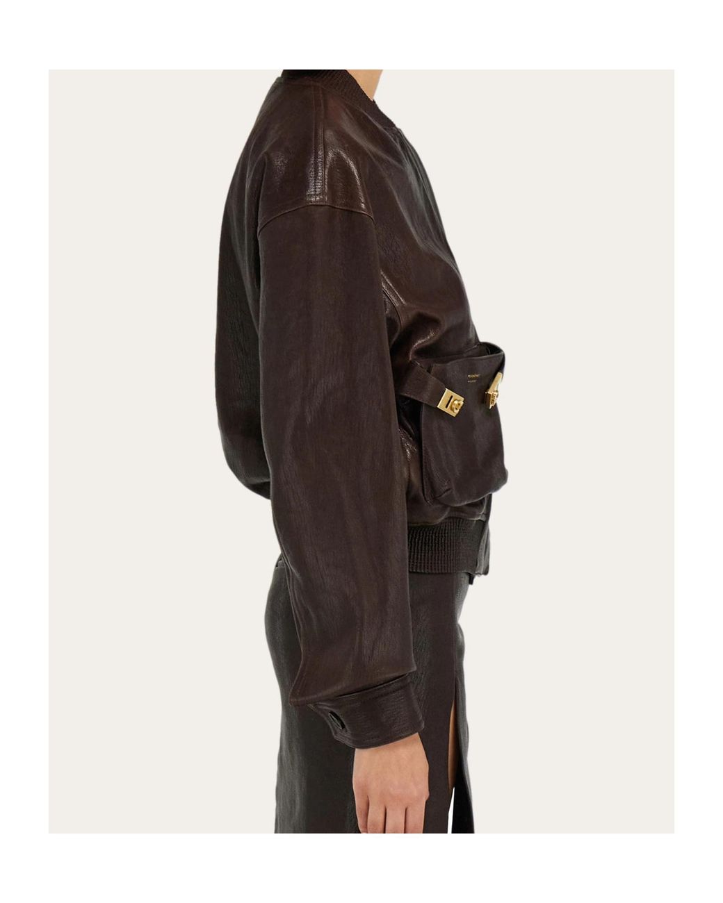 Ferragamo Black Leather Bomber Jacket