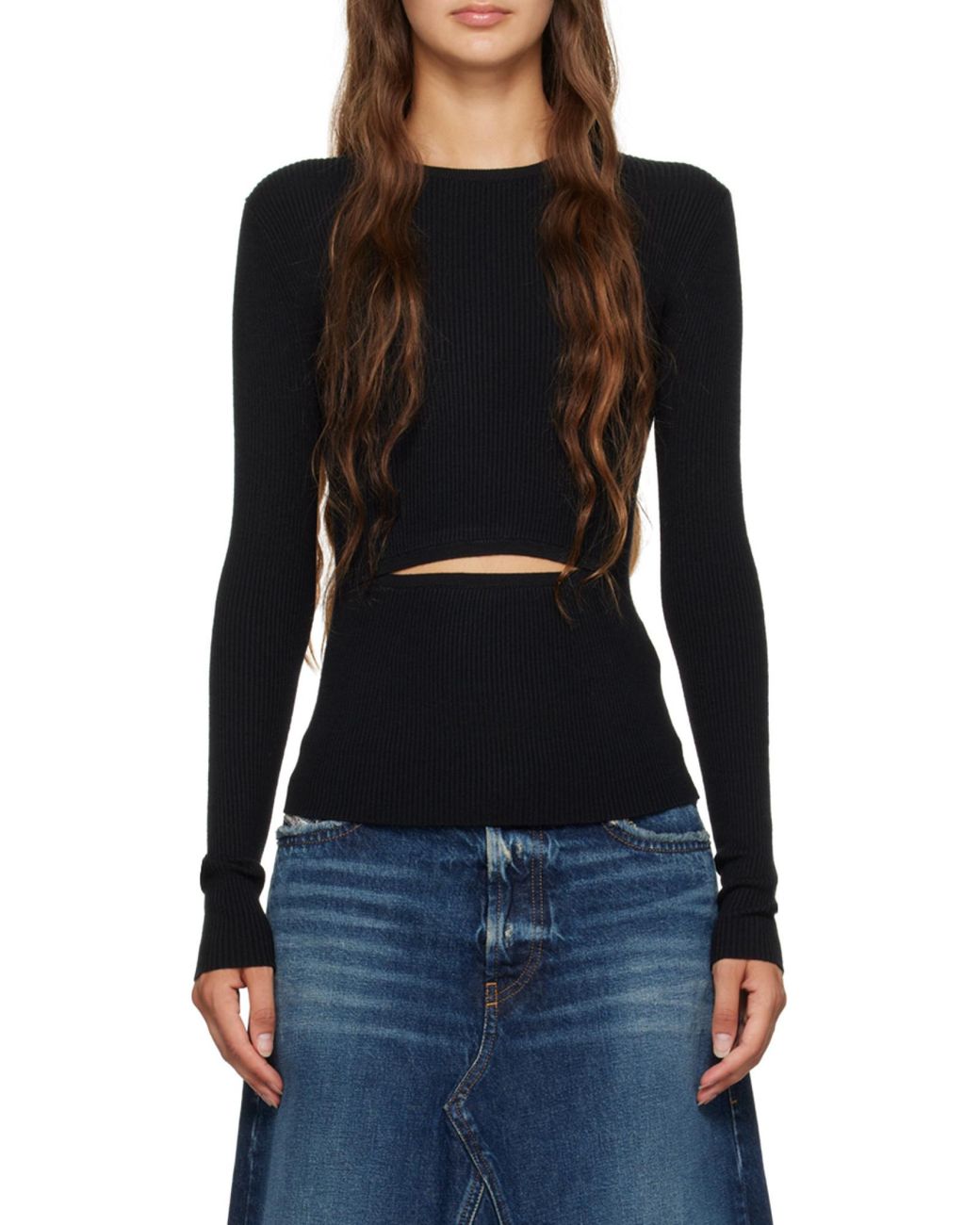 DIESEL Black Peris Cut-Out Ribbed-Knit Top