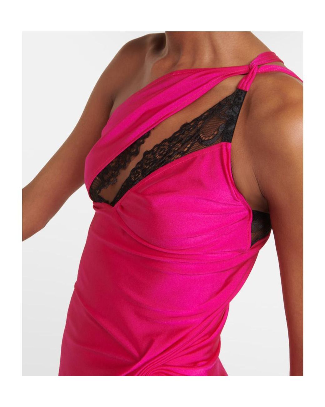 Coperni Pink Asymmetric One-Shoulder Mini Dress