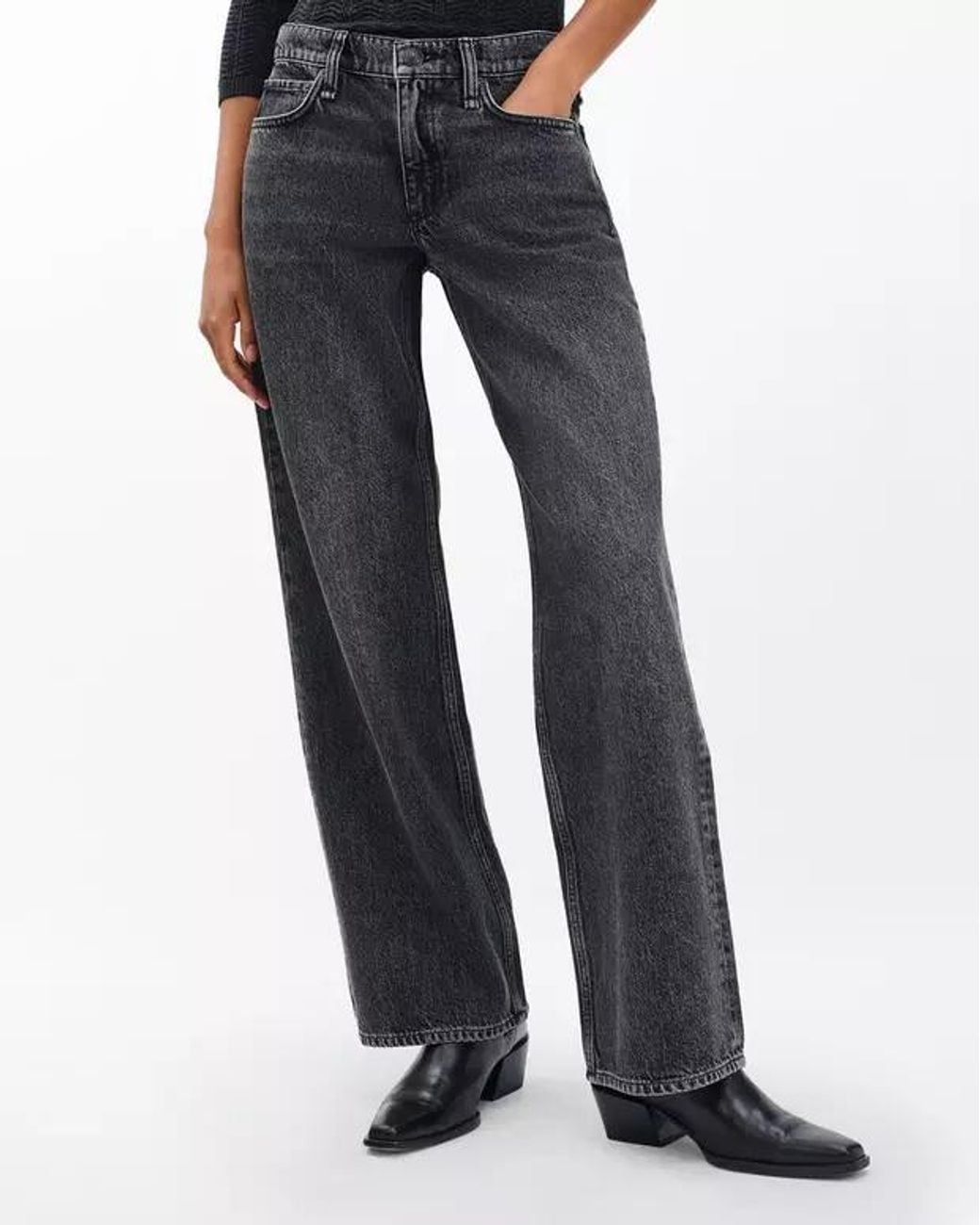 Rag & Bone Gray Relaxed Straight-Leg Jeans
