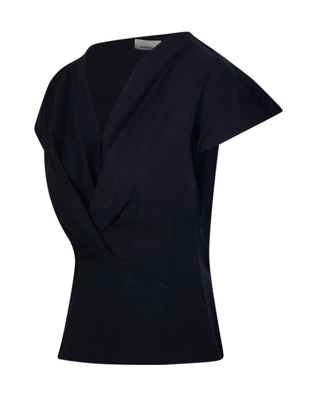 Isabel Marant Black Nadrine Draped V-Neck Top