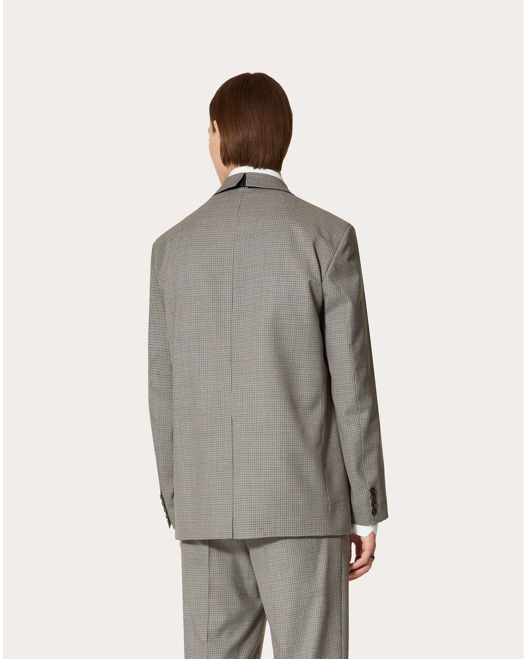 Valentino Gray Peak-Lapel Single-Breasted Blazer for men