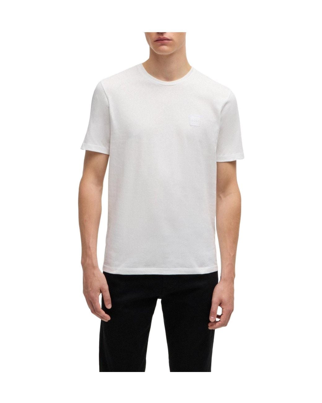 Boss White Solid Color T-Shirt for men