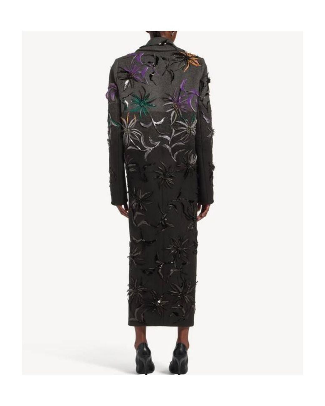 Balenciaga Black Spotlight Flowers Maxi Coat