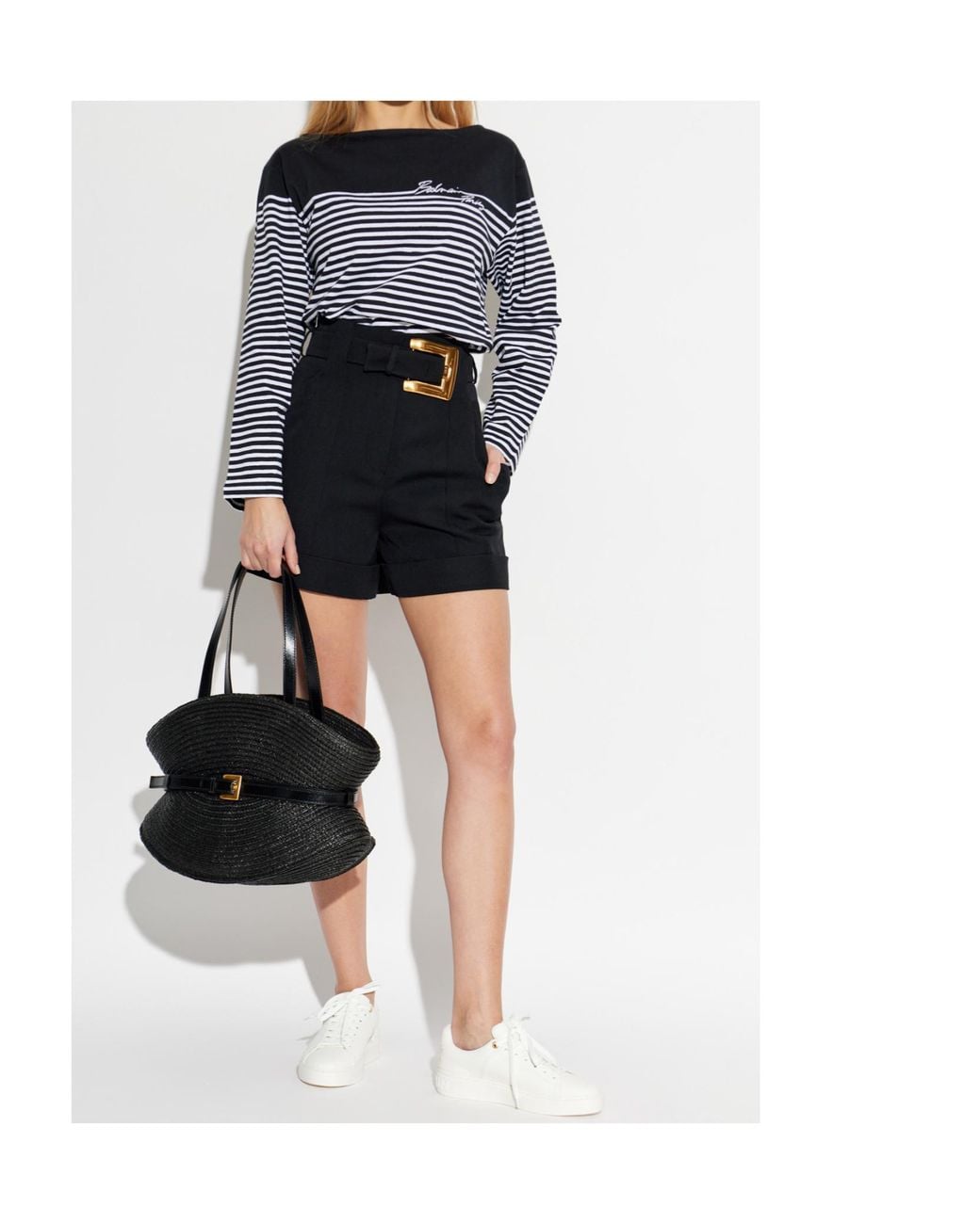 Balmain Black Striped Long-Sleeve Top
