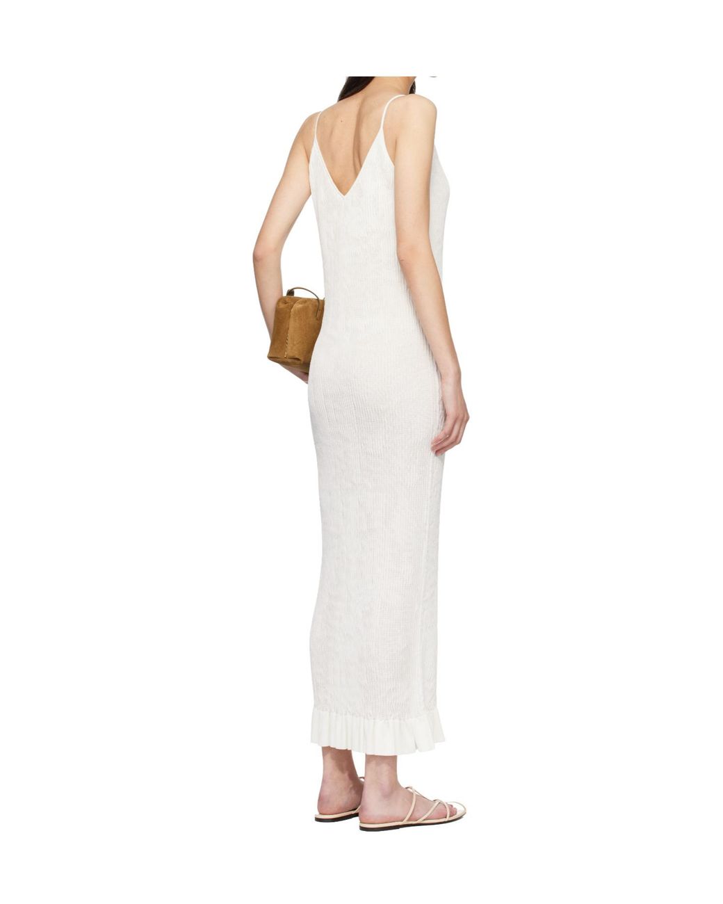 Jil Sander White Ruffled Detail Maxi Dress