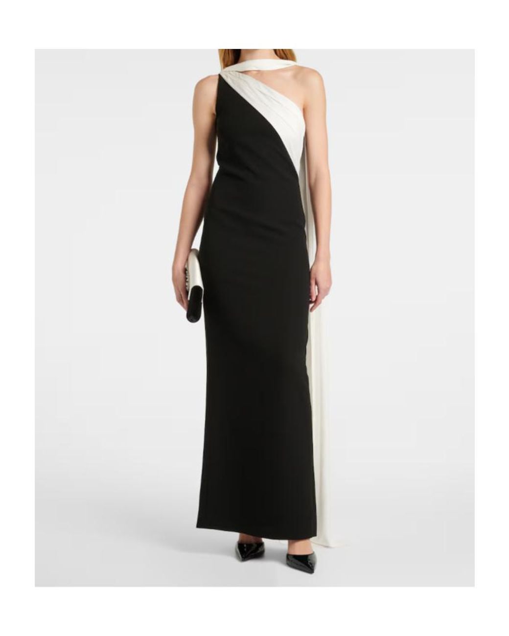 Roland Mouret Black Scarf-Detail One-Shoulder Gown
