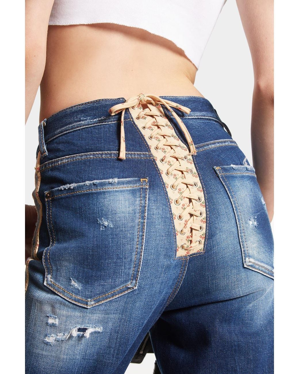 DSquared² Blue Medium Ripped Knee Wash Boston Jeans