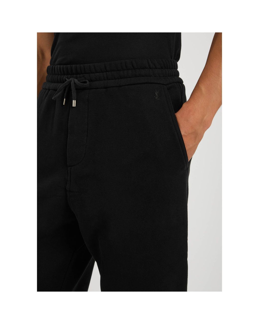 Saint Laurent Black Simple Cotton Sportswear Pants for men