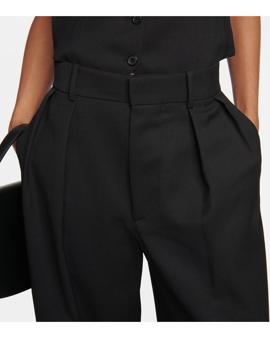 Wardrobe NYC Black Low-Rise Wide-Leg Casual Pants