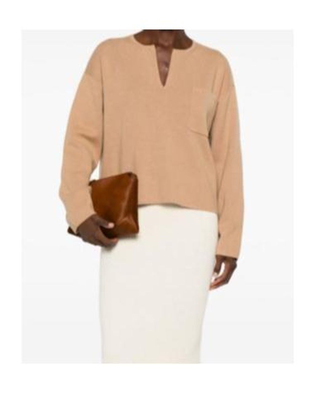 Max Mara Natural Long-Sleeve Knit Top