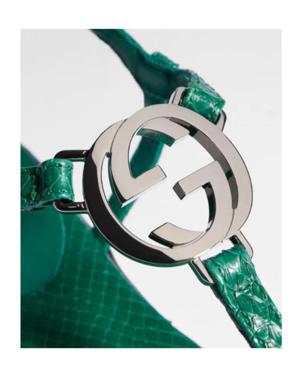 Gucci Green Python Thong Sandal With Interlocking G