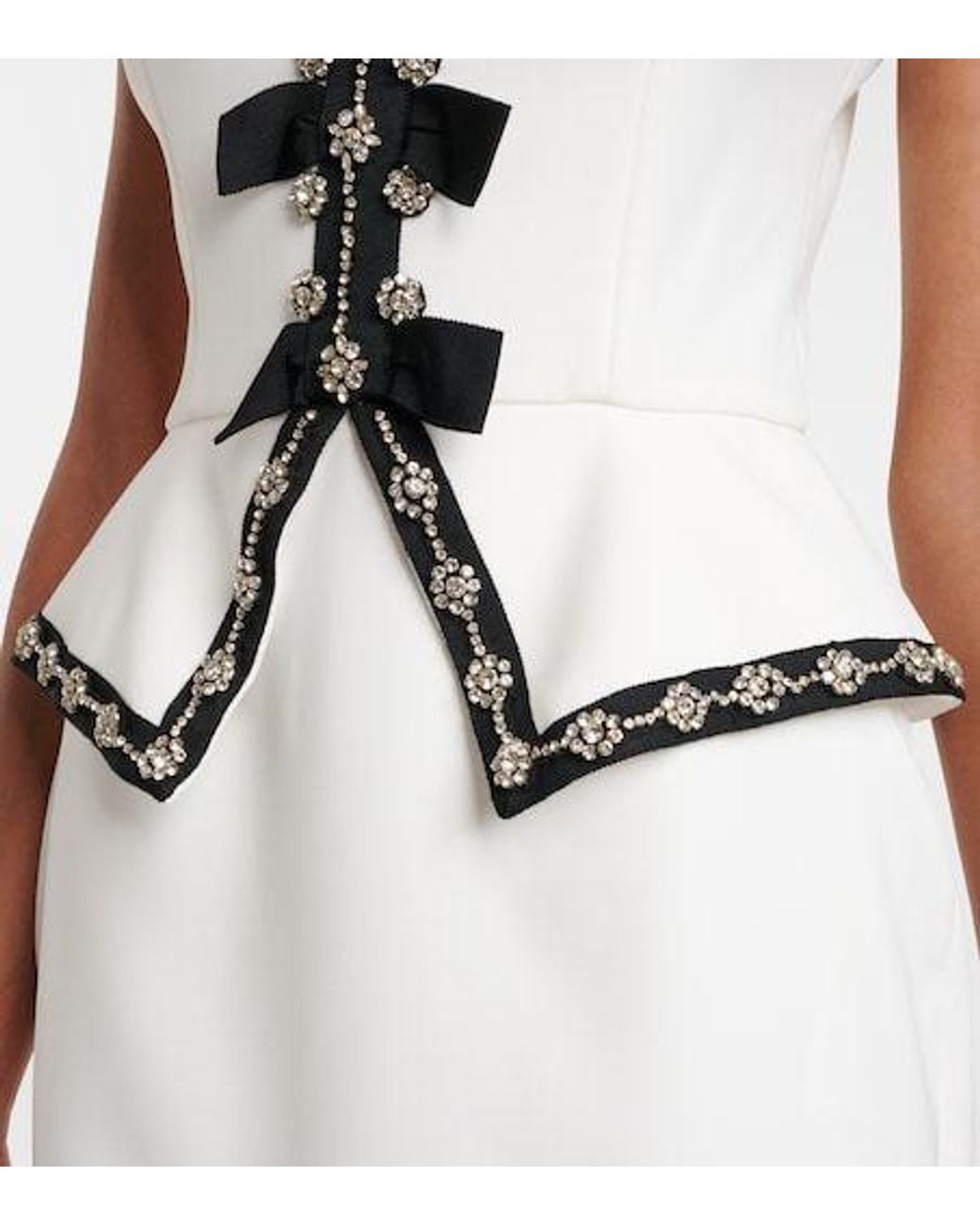 Jenny Packham White Bisou Crystal-Embellished Midi Dress