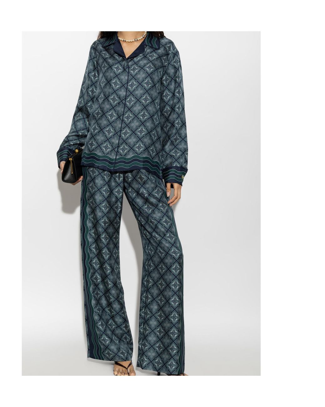 Casablanca Green Geometric Silk Pyjama Shirt