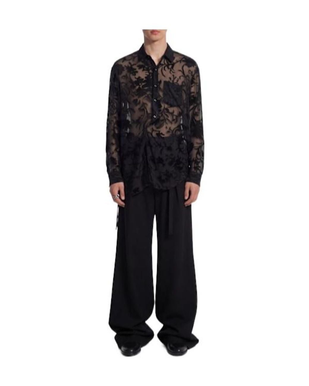 Ann Demeulemeester Black Mark High Comfort Devore Shirt for men
