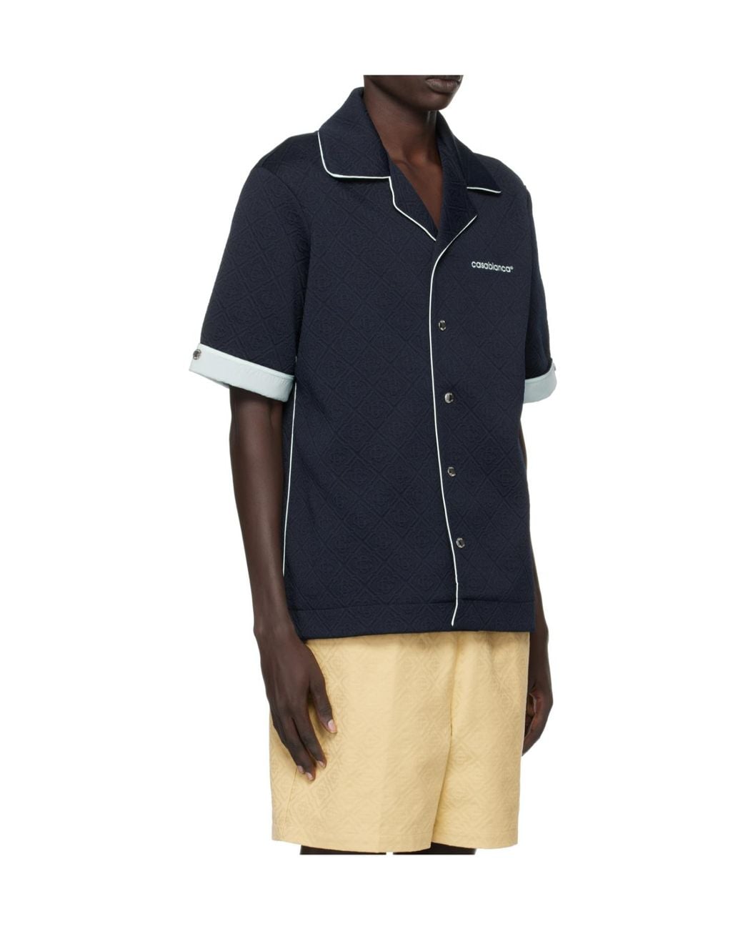 Casablanca Blue Logo Short-Sleeved Shirt for men