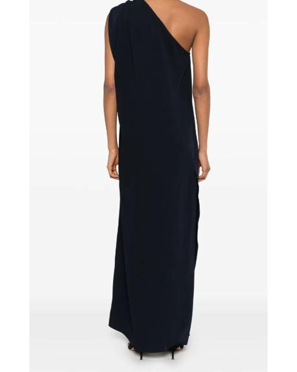 P.A.R.O.S.H. Blue One-Shoulder Dress With Twisted Neckline Detail
