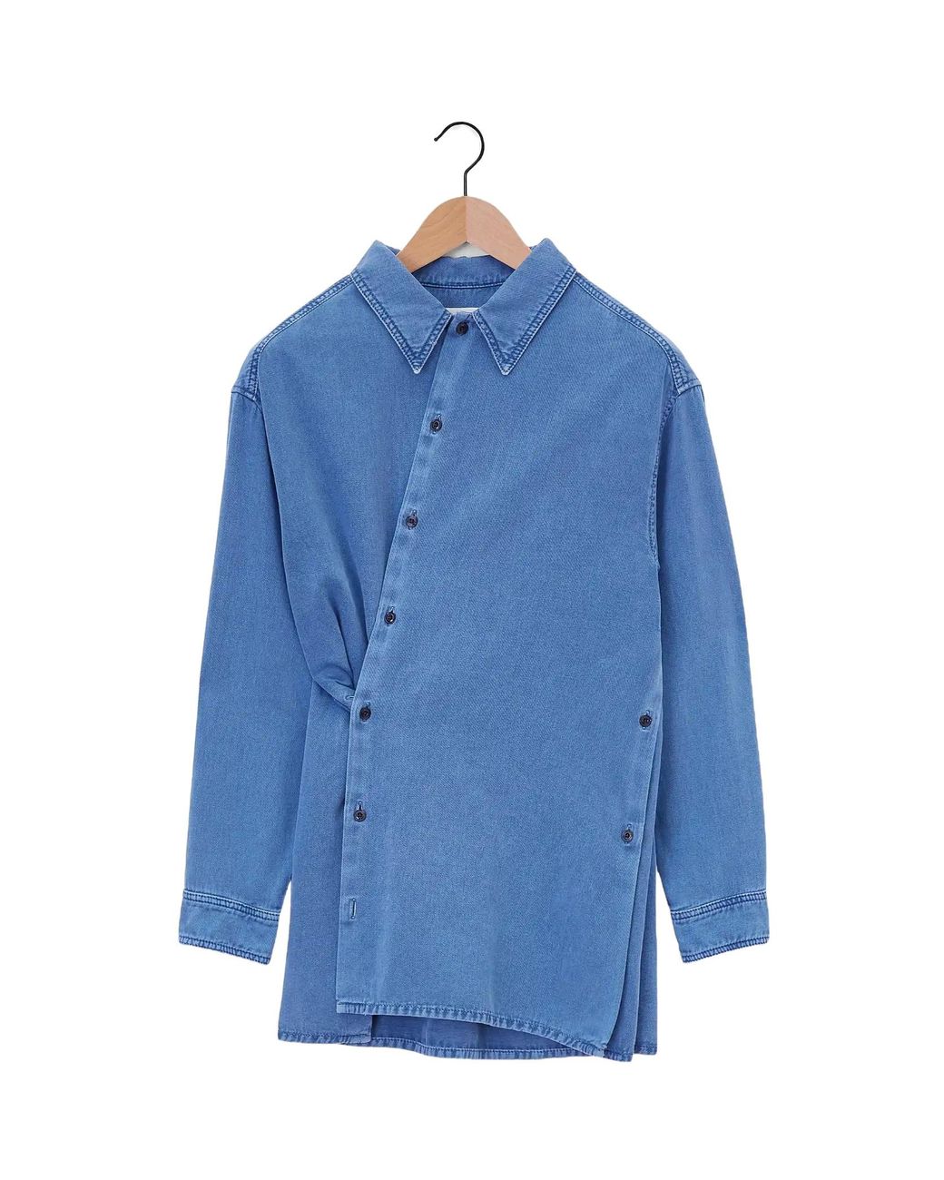 Lemaire Blue Twisted Long Sleeved Denim Shirt