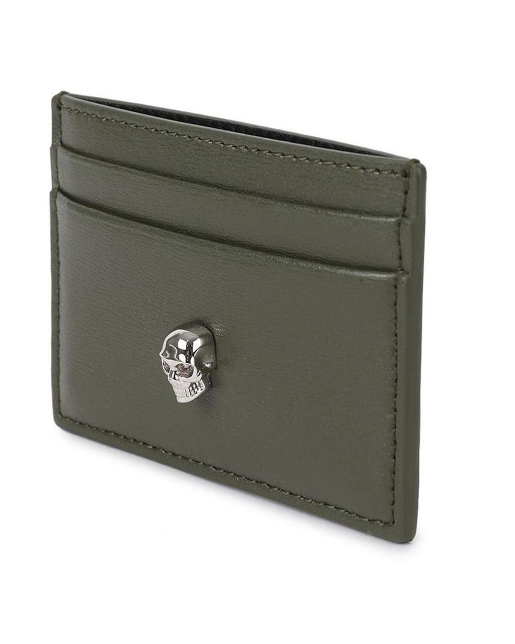 McQueen Green Skull Leather Card Holder