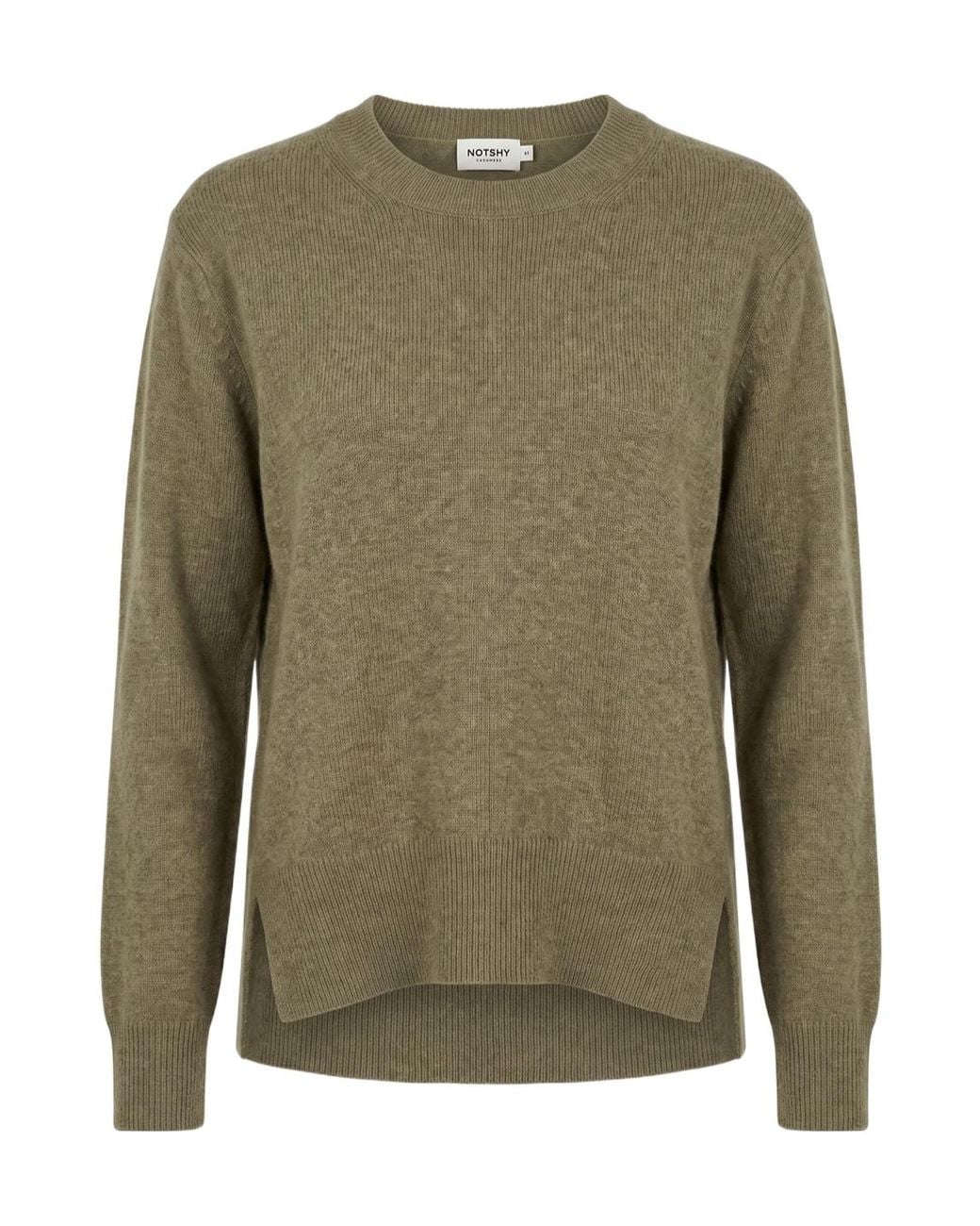 Not Shy Green Side-Slit Cashmere Sweater