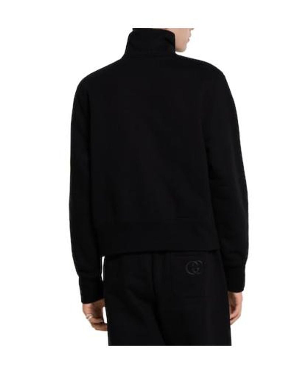 Gucci Black Brushed Jersey Zip Sweatshirt for men