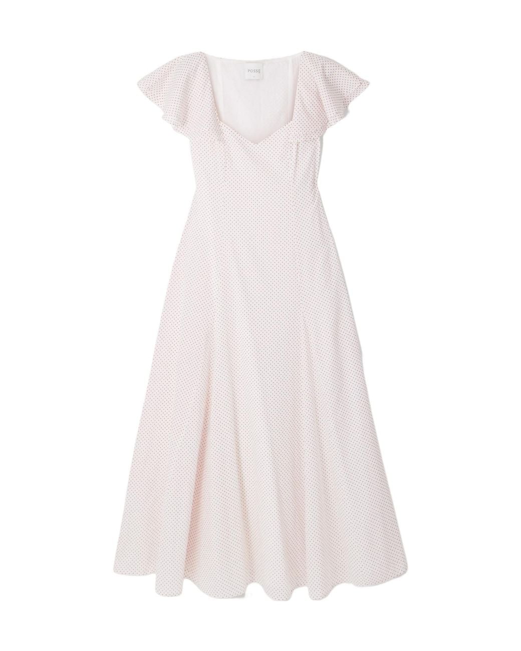 Posse White Marlowe Flutter Scoop-Neck Midi Dress