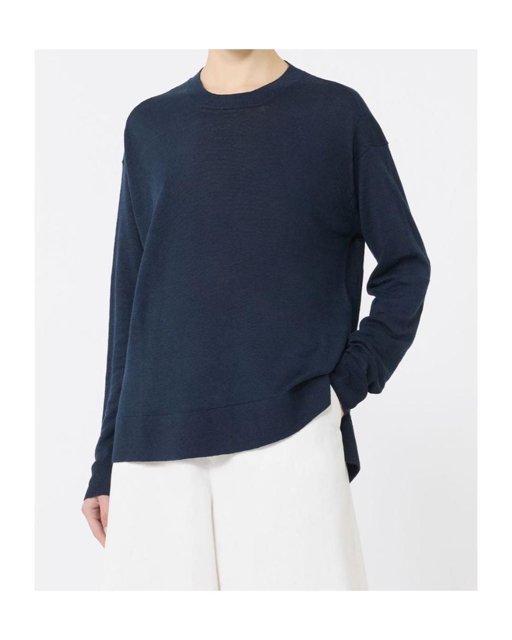 Max Mara Blue Fiorire Crewneck Long-Sleeved Jumper